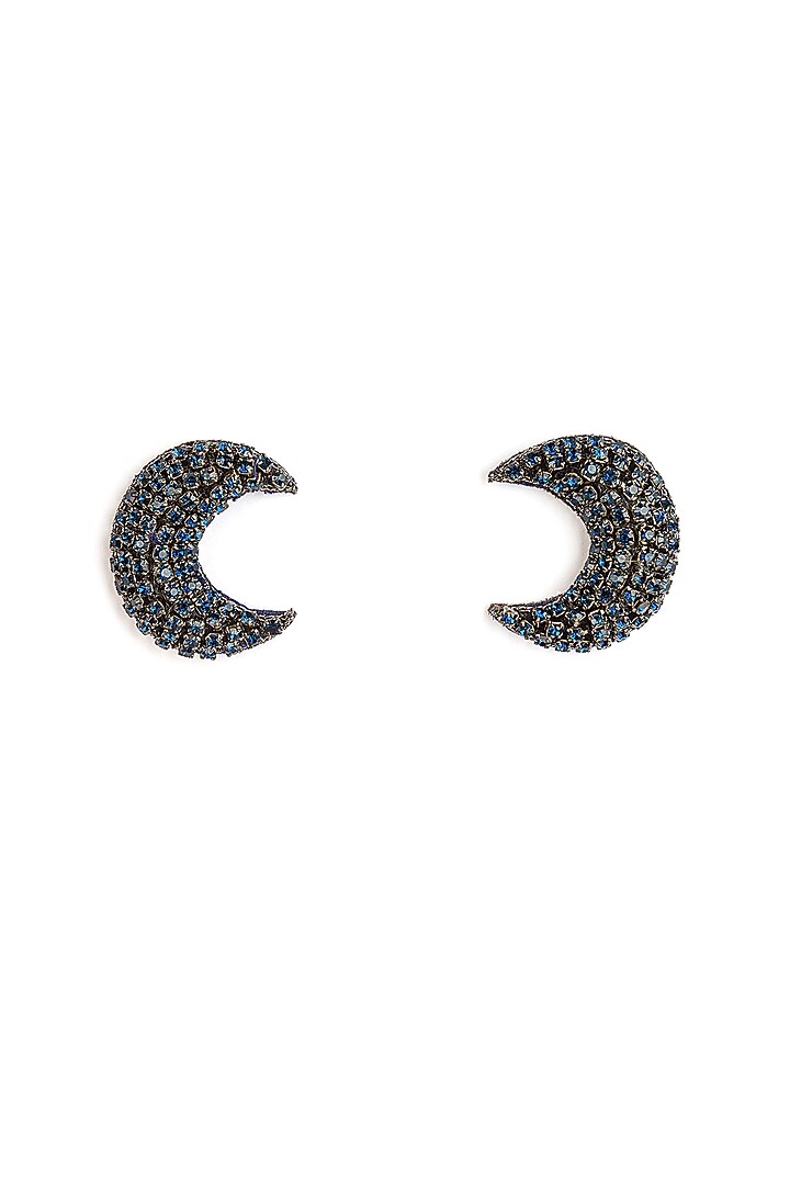 Navy Blue Glass Beaded Stud Earrings by Deepa Gurnani at Pernia's Pop Up Shop