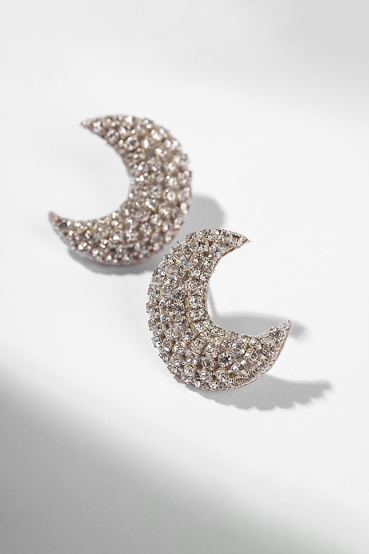 Silver Glass Beaded Stud Earrings by Deepa Gurnani at Pernia's Pop Up Shop