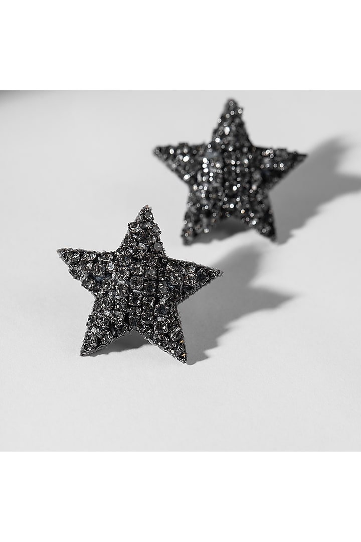 Silver Glass Beaded Stud Earrings by Deepa Gurnani at Pernia's Pop Up Shop