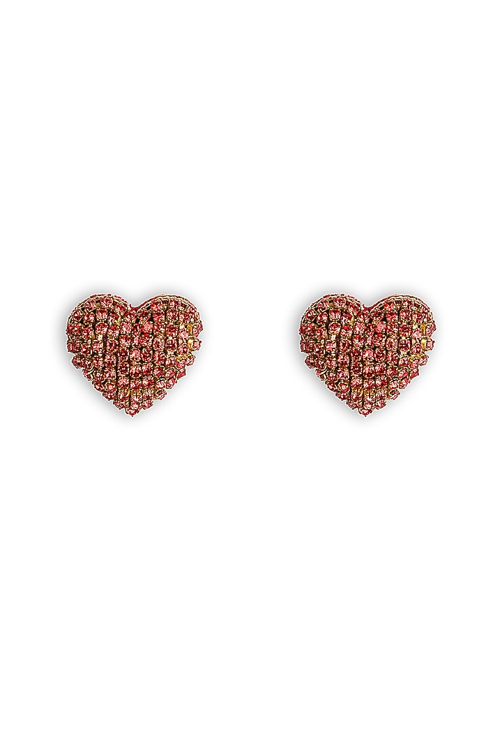 Red Glass Beaded Stud Earrings by Deepa Gurnani at Pernia's Pop Up Shop
