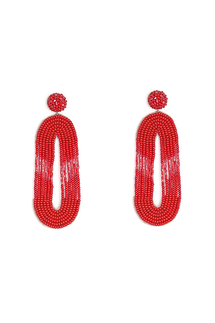 Red Glass Beaded Dangler Earrings by Deepa Gurnani at Pernia's Pop Up Shop