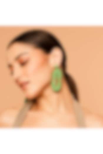 Green Glass Beaded Dangler Earrings by Deepa Gurnani at Pernia's Pop Up Shop