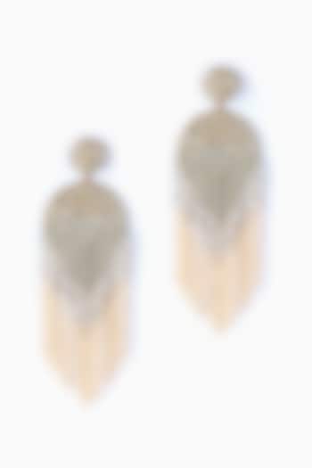 Green Glass Beaded Dangler Earrings by Deepa Gurnani at Pernia's Pop Up Shop