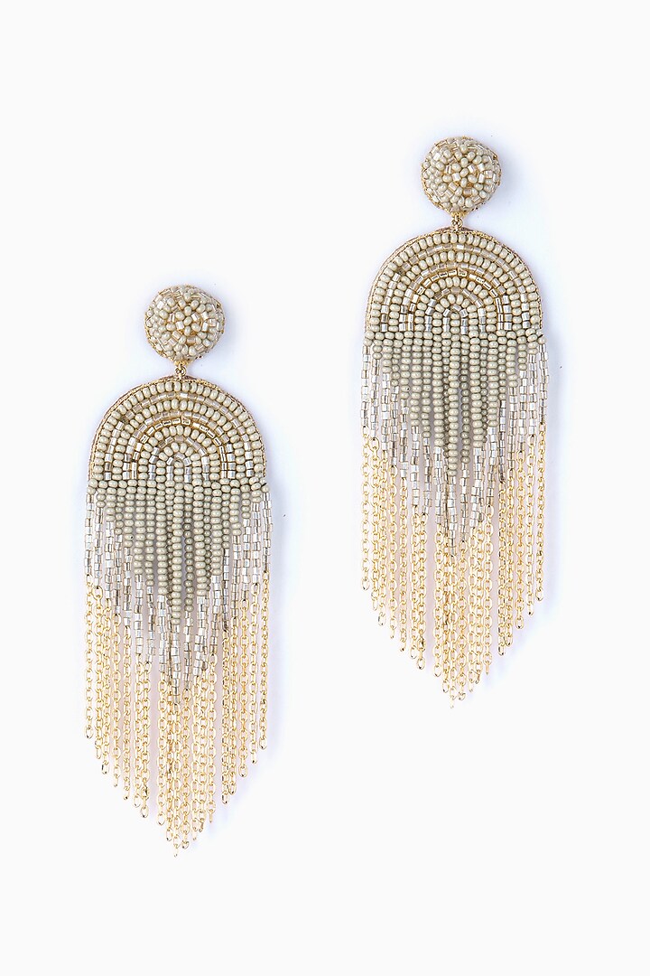 Green Glass Beaded Dangler Earrings by Deepa Gurnani at Pernia's Pop Up Shop