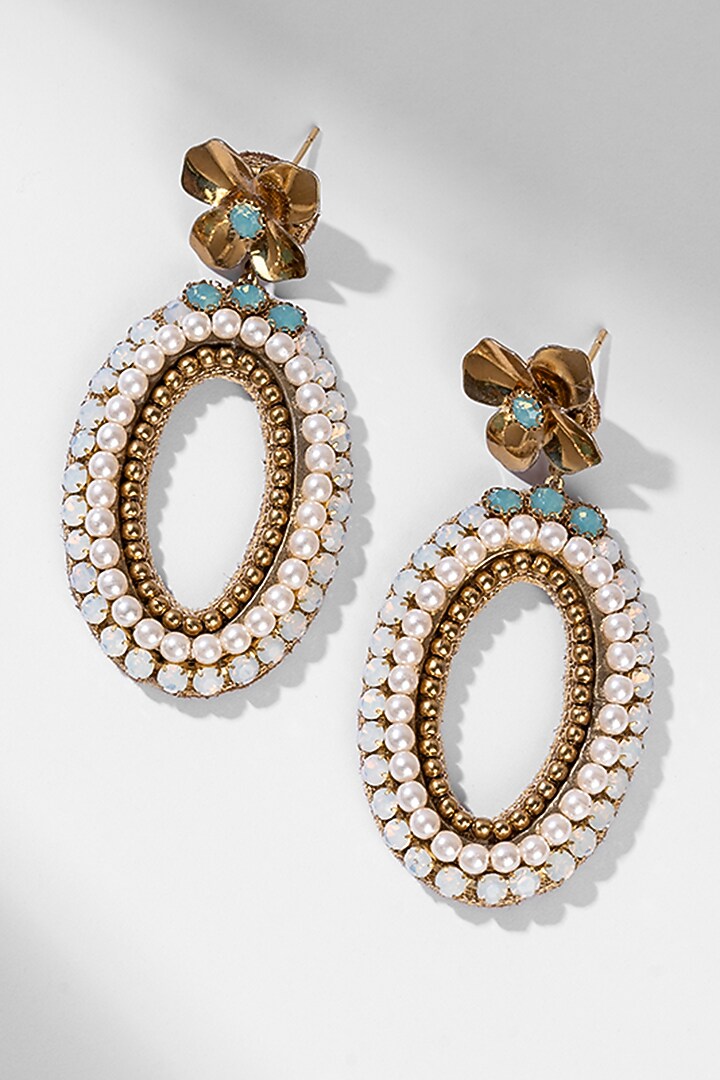 Mint Glass Beaded Dangler Earrings by Deepa Gurnani at Pernia's Pop Up Shop