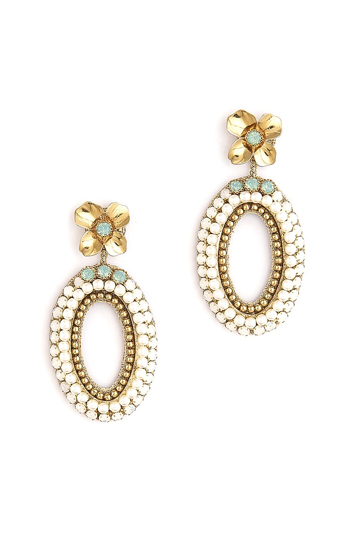 Mint Glass Beaded Dangler Earrings by Deepa Gurnani at Pernia's Pop Up Shop