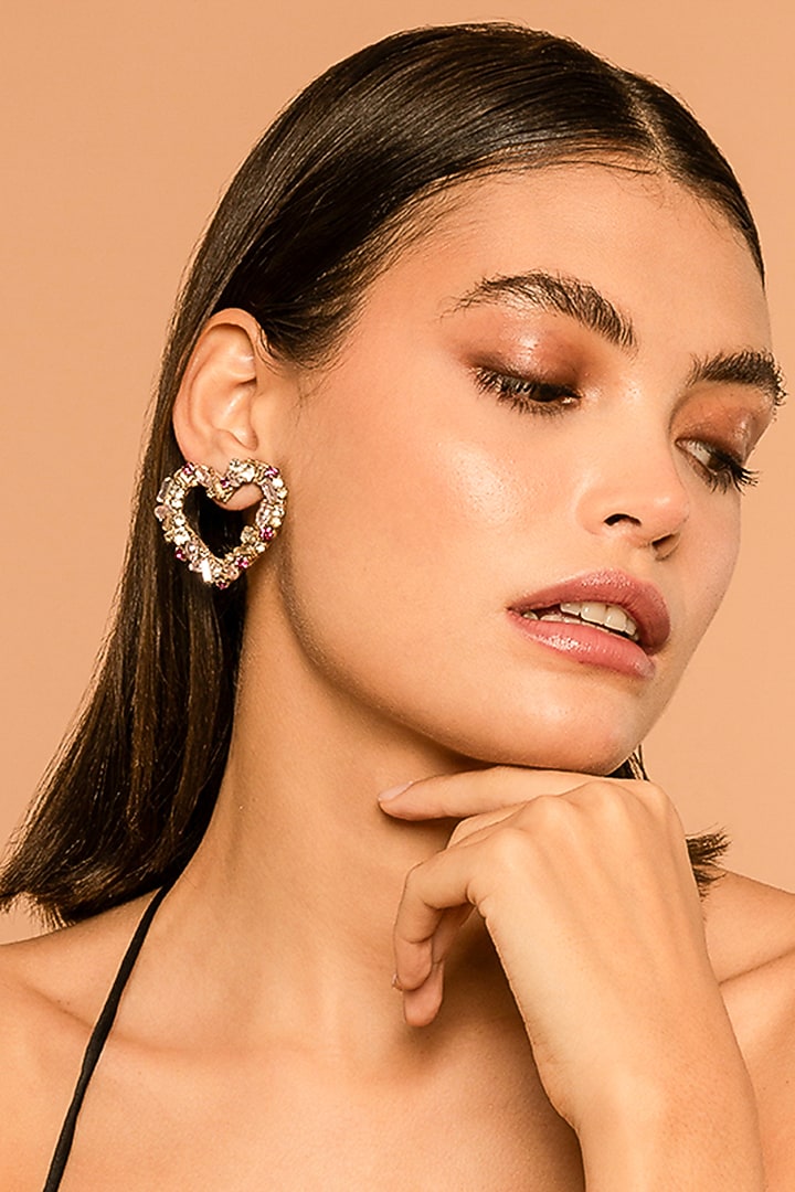 Pink Glass Beaded Stud Earrings by Deepa Gurnani at Pernia's Pop Up Shop