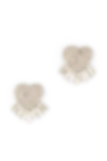 Silver Glass Beaded Stud Earrings by Deepa Gurnani at Pernia's Pop Up Shop