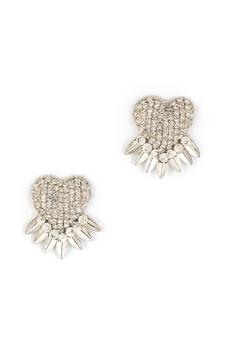 Silver Glass Beaded Stud Earrings by Deepa Gurnani at Pernia's Pop Up Shop