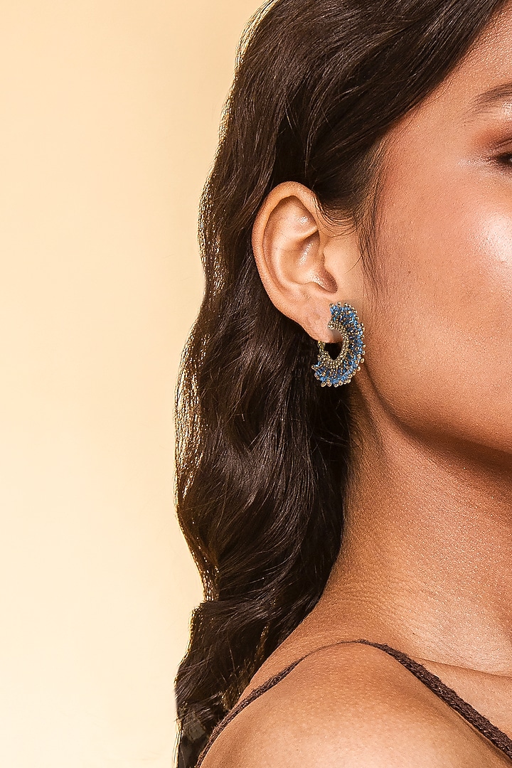 Blue Glass Beaded Hoop Earrings by Deepa Gurnani at Pernia's Pop Up Shop