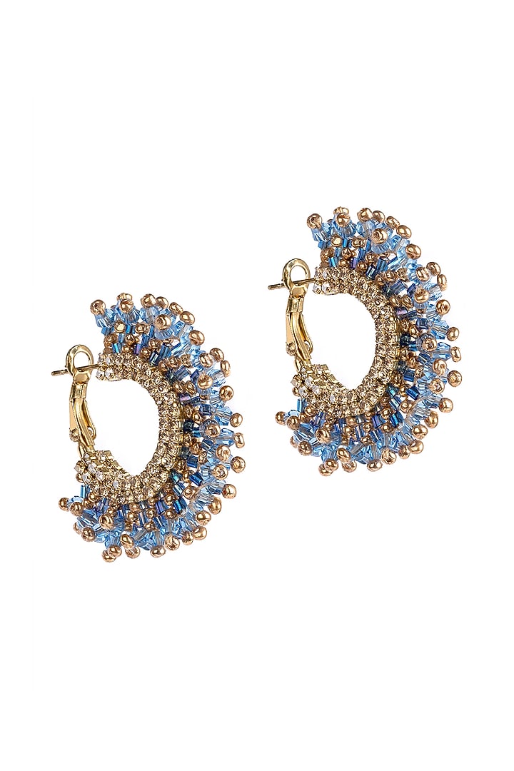 Blue Glass Beaded Hoop Earrings by Deepa Gurnani at Pernia's Pop Up Shop