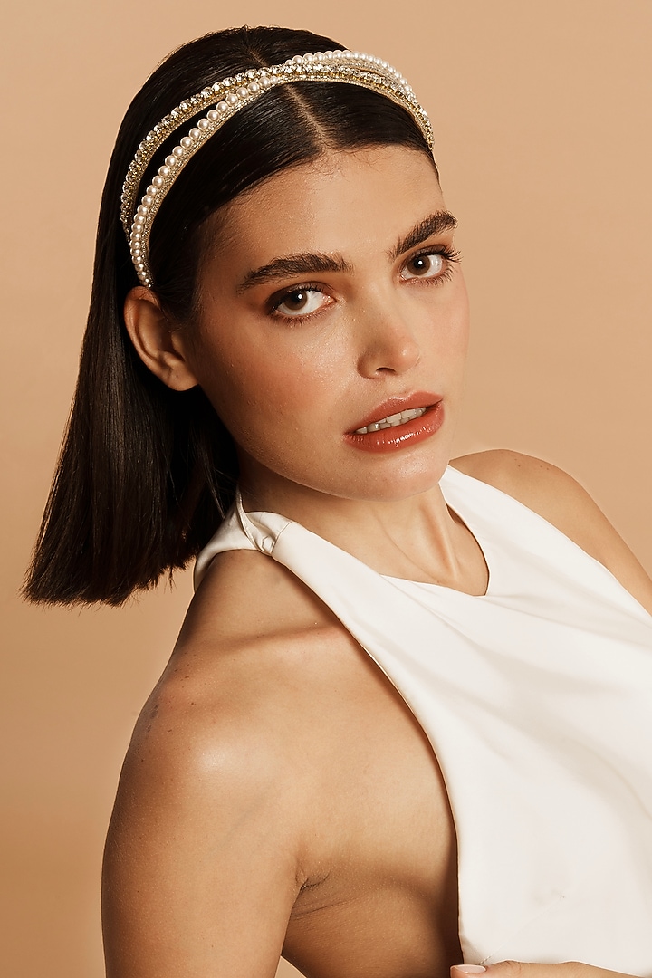 Gold Glass Crystal Headband by Deepa Gurnani at Pernia's Pop Up Shop