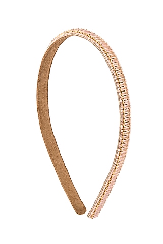 Peach Glass Crystal Headband by Deepa Gurnani