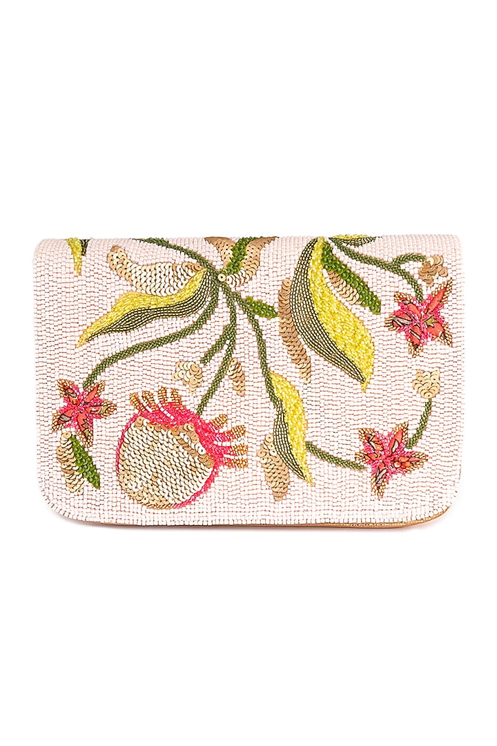 Blush Pink Glass Beaded Handcrafted Bag by Deepa Gurnani at Pernia's Pop Up Shop