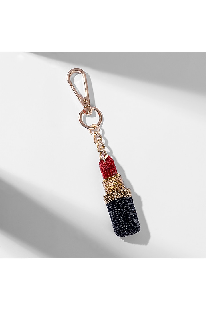 Red Glass Beaded Lipstick Bag Charm by Deepa Gurnani at Pernia's Pop Up Shop