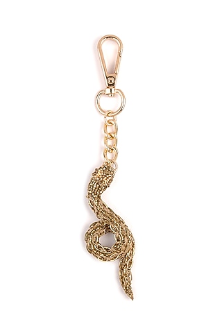 Gold Glass Beaded Boa Bag Charm by Deepa Gurnani