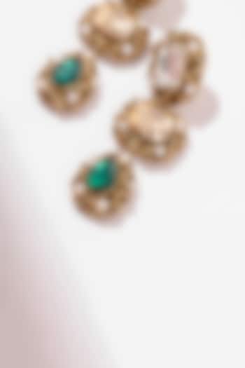 Green Hand Embroidered Dangler Earrings by Deepa Gurnani at Pernia's Pop Up Shop