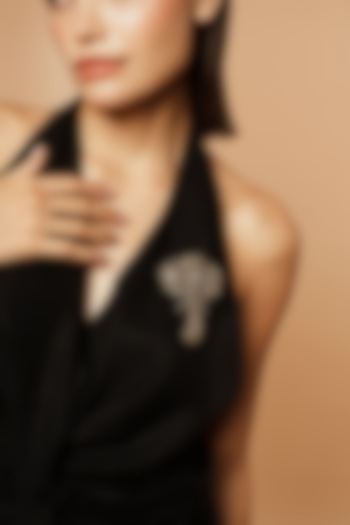 Gunmetal Glass Beaded Elephant Brooch by Deepa Gurnani at Pernia's Pop Up Shop