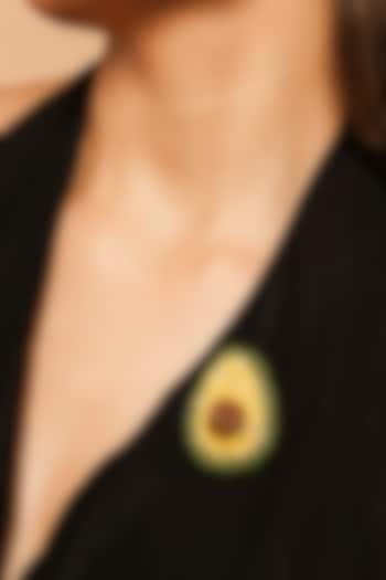 Green Glass Beaded Avocado Brooch by Deepa Gurnani at Pernia's Pop Up Shop