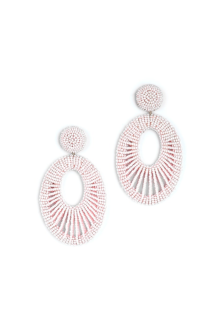 Blush Pink Glass Beaded Dangler Earrings by Deepa Gurnani at Pernia's Pop Up Shop