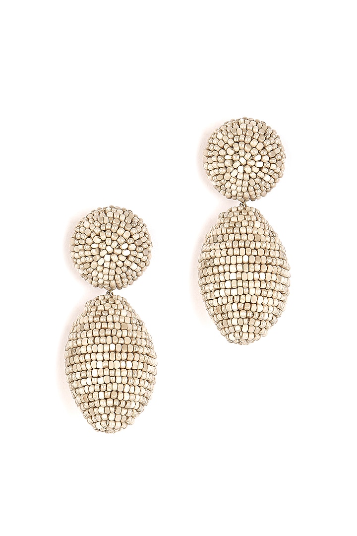 Beige Glass Beaded Dangler Earrings by Deepa Gurnani at Pernia's Pop Up Shop