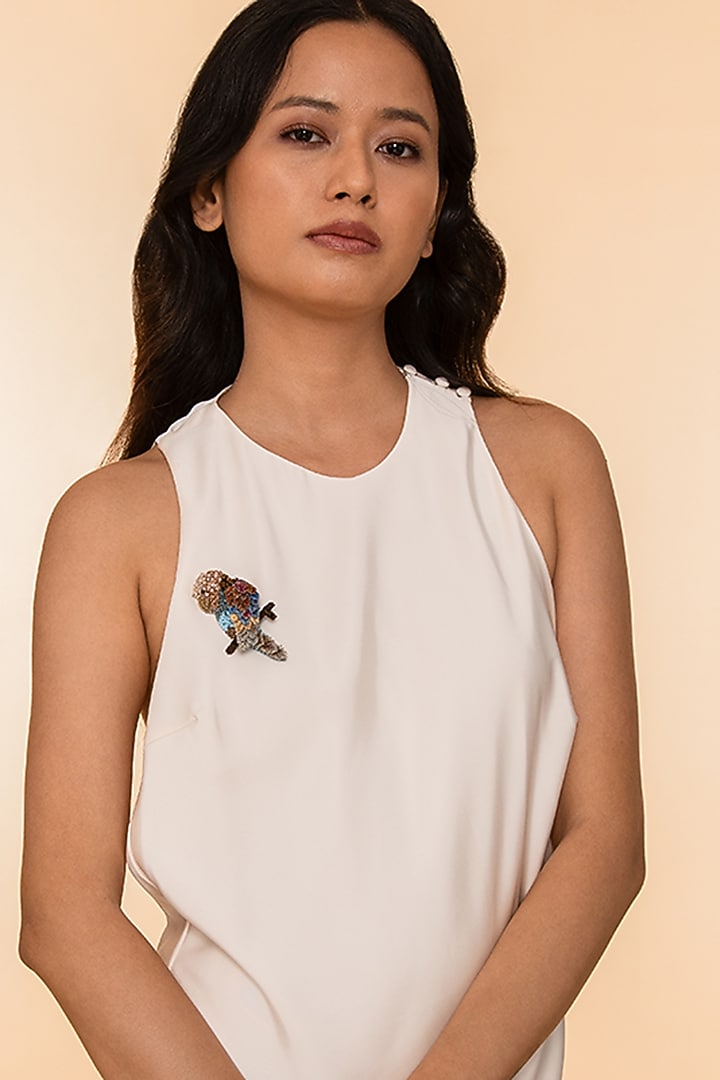 Multi-Colored Glass Beaded Macaw Tropical Brooch by Deepa Gurnani at Pernia's Pop Up Shop