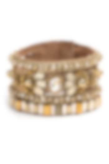 Gold Glass Beaded Handcrafted Bracelet by Deepa Gurnani at Pernia's Pop Up Shop