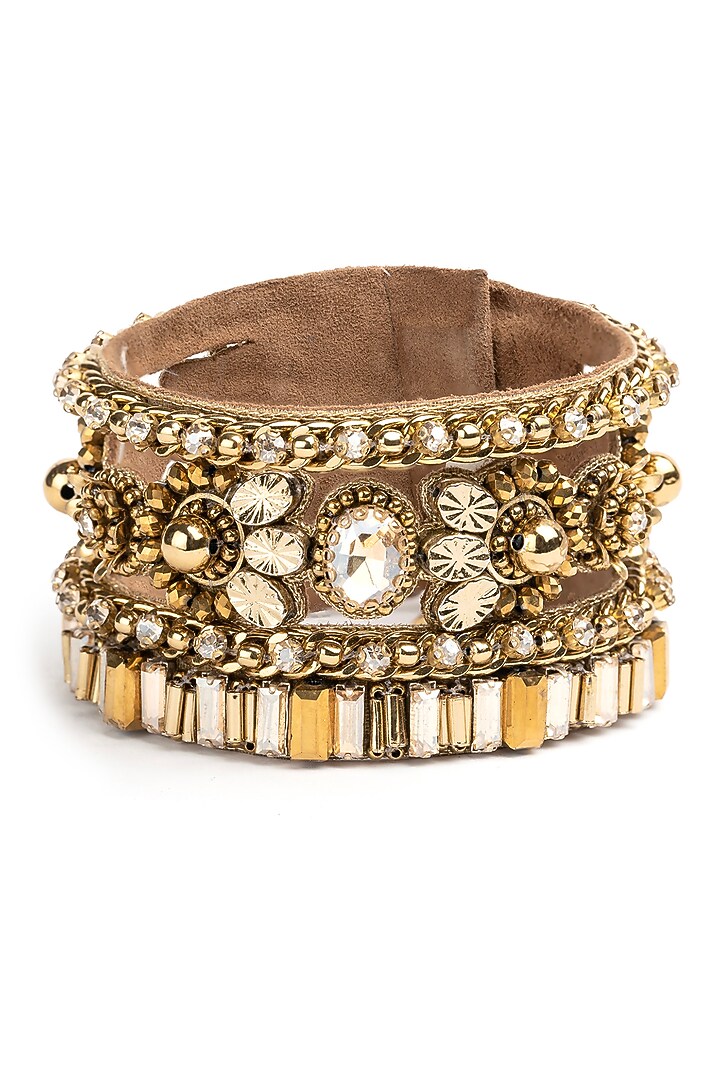 Gold Glass Beaded Handcrafted Bracelet by Deepa Gurnani at Pernia's Pop Up Shop