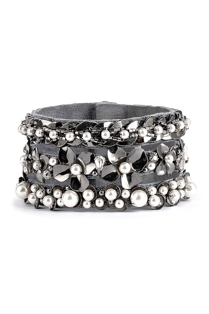 Gunmetal Glass Beaded Bracelet by Deepa Gurnani at Pernia's Pop Up Shop