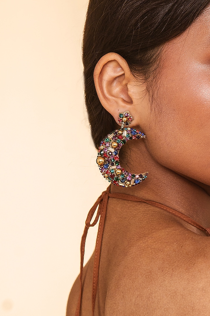 Multi-Colored Glass Beaded Dangler Earrings by Deepa Gurnani at Pernia's Pop Up Shop