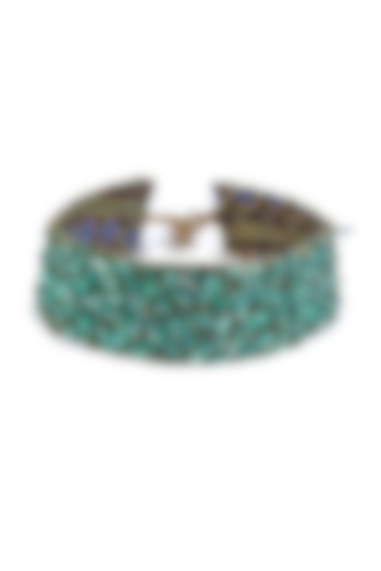 Emerald Green Glass Beaded Necklace by Deepa Gurnani at Pernia's Pop Up Shop