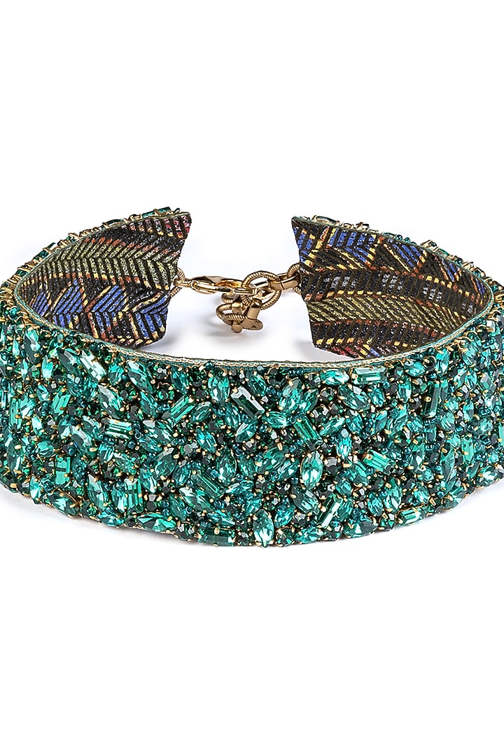 Emerald Green Glass Beaded Necklace by Deepa Gurnani at Pernia's Pop Up Shop