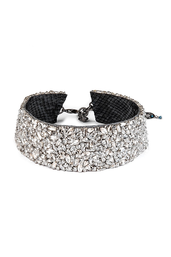 Gunmetal Glass Beaded Necklace by Deepa Gurnani at Pernia's Pop Up Shop