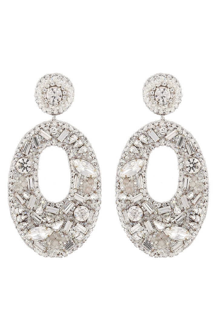 Silver Glass Beaded Dangler Earrings by Deepa Gurnani at Pernia's Pop Up Shop