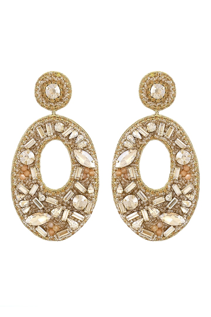 Gold Glass Beaded Dangler Earrings by Deepa Gurnani at Pernia's Pop Up Shop