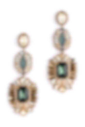 Emerald Green Glass Beaded Dangler Earrings by Deepa Gurnani at Pernia's Pop Up Shop