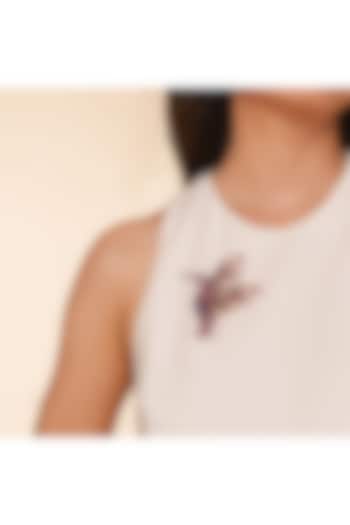 Fuchsia Glass Beaded Hummingbird Brooch by Deepa Gurnani at Pernia's Pop Up Shop