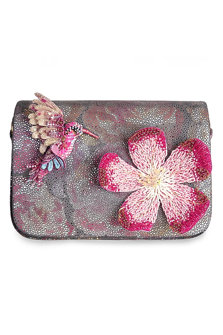 Pink Glass Beaded Hummingbird Clutch by Deepa Gurnani at Pernia's Pop Up Shop