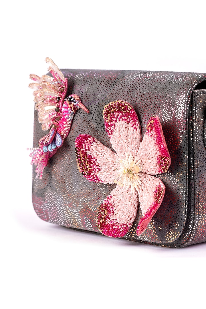 Pink Glass Beaded Hummingbird Clutch by Deepa Gurnani at Pernia's Pop Up Shop