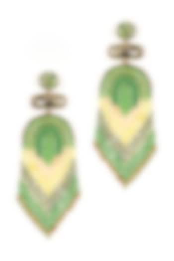 Lime Green Glass Beaded Dangler Earrings by Deepa Gurnani at Pernia's Pop Up Shop