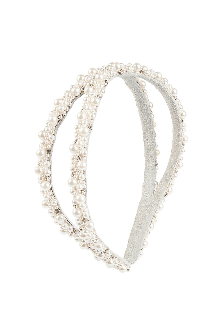 White Glass Beaded Headband by Deepa Gurnani at Pernia's Pop Up Shop