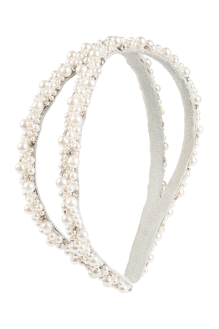 White Glass Beaded Headband by Deepa Gurnani at Pernia's Pop Up Shop