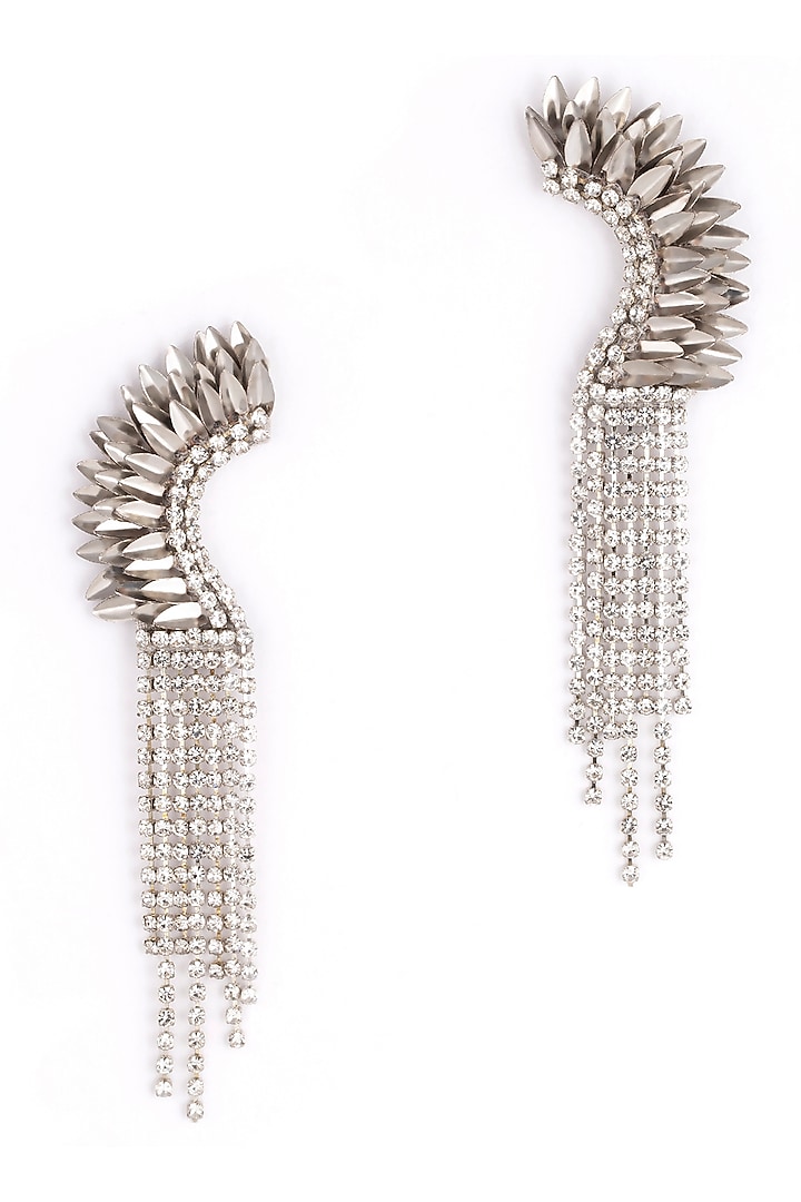 Silver Glass Beaded Dangler Earrings by Deepa Gurnani at Pernia's Pop Up Shop