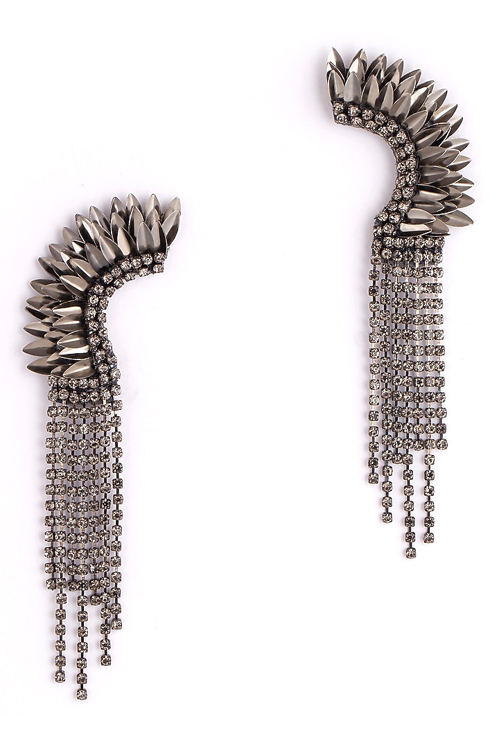 Gunmetal Glass Beaded Dangler Earrings by Deepa Gurnani at Pernia's Pop Up Shop