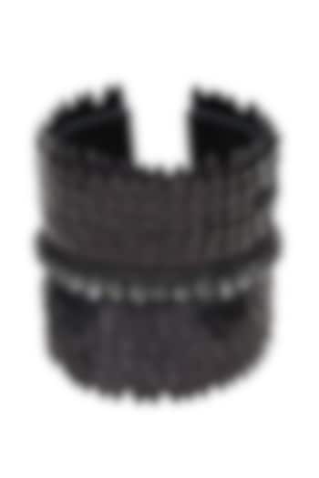 Black Glass Crystal Handmade Cuff by Deepa Gurnani at Pernia's Pop Up Shop