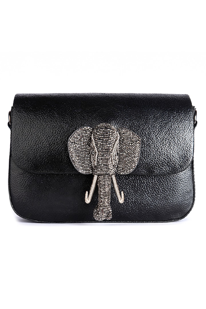 Black Glass Beaded Elephant Clutch by Deepa Gurnani at Pernia's Pop Up Shop