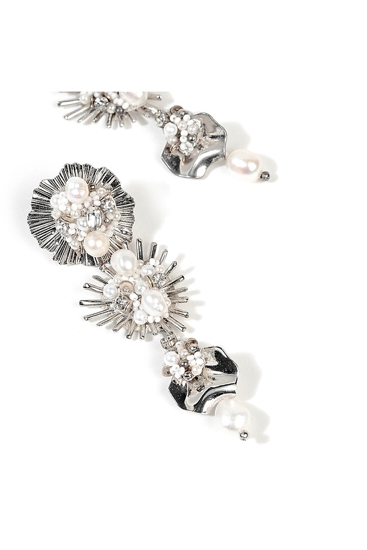 Silver Glass Beaded Dangler Earrings by Deepa Gurnani at Pernia's Pop Up Shop