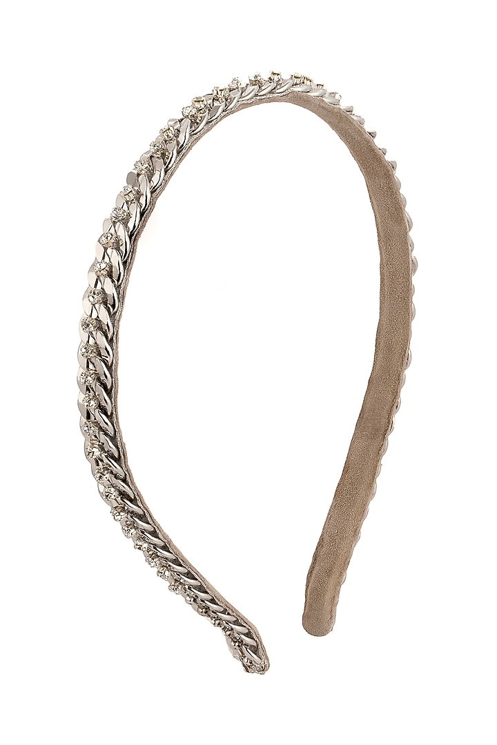 Silver Glass Beaded Headband by Deepa Gurnani at Pernia's Pop Up Shop