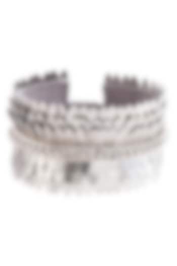 Silver Curb Chain & Scallop Embellished Bracelet by Deepa Gurnani at Pernia's Pop Up Shop