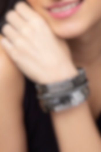 Gunmetal Curb Chain & Scallop Embellished Bracelet by Deepa Gurnani at Pernia's Pop Up Shop